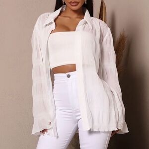 White oversized beach top